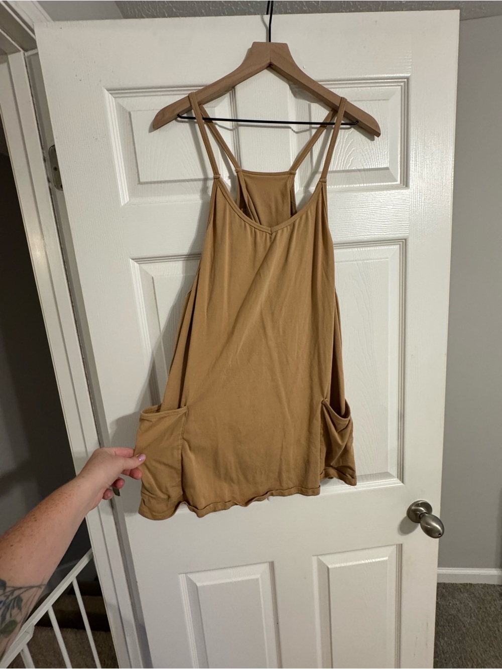 Women’s Casual Pocket Tank Dress in Camel